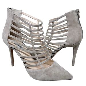Steve Madden Prowler Caged Stiletto Heels Suede Taupe 10